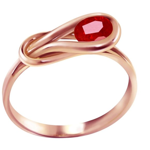 14K Rose Gold Ring w/ Natural Ruby - Picture 1 of 2